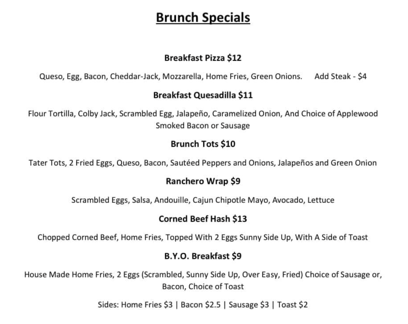 Sunday Brunch Every Sunday 11am 2pm Ebenezer Ale House, West